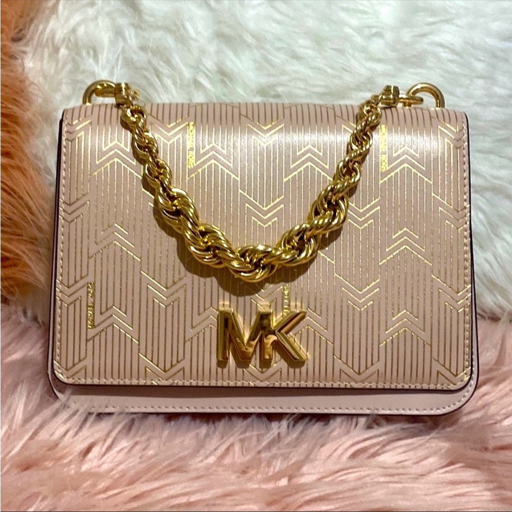 Michael Kors Mott Metallic Deco Chain Swing Shoulder Bag